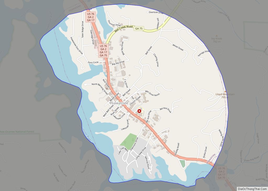 Map of Hiawassee city