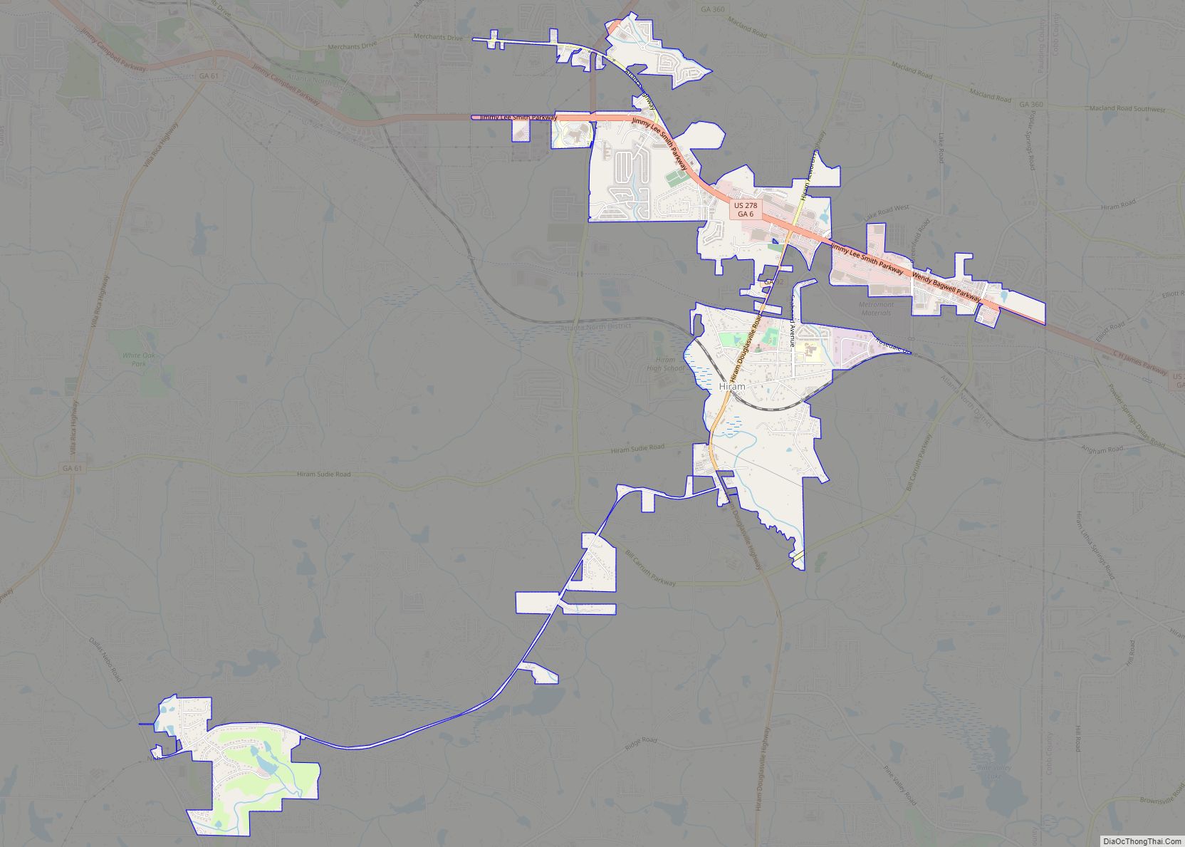 Map of Hiram city, Georgia