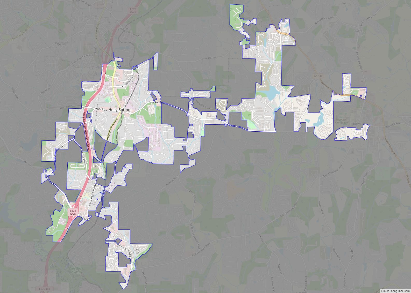 Map Of Holly Springs City Georgia   Holly Springs 