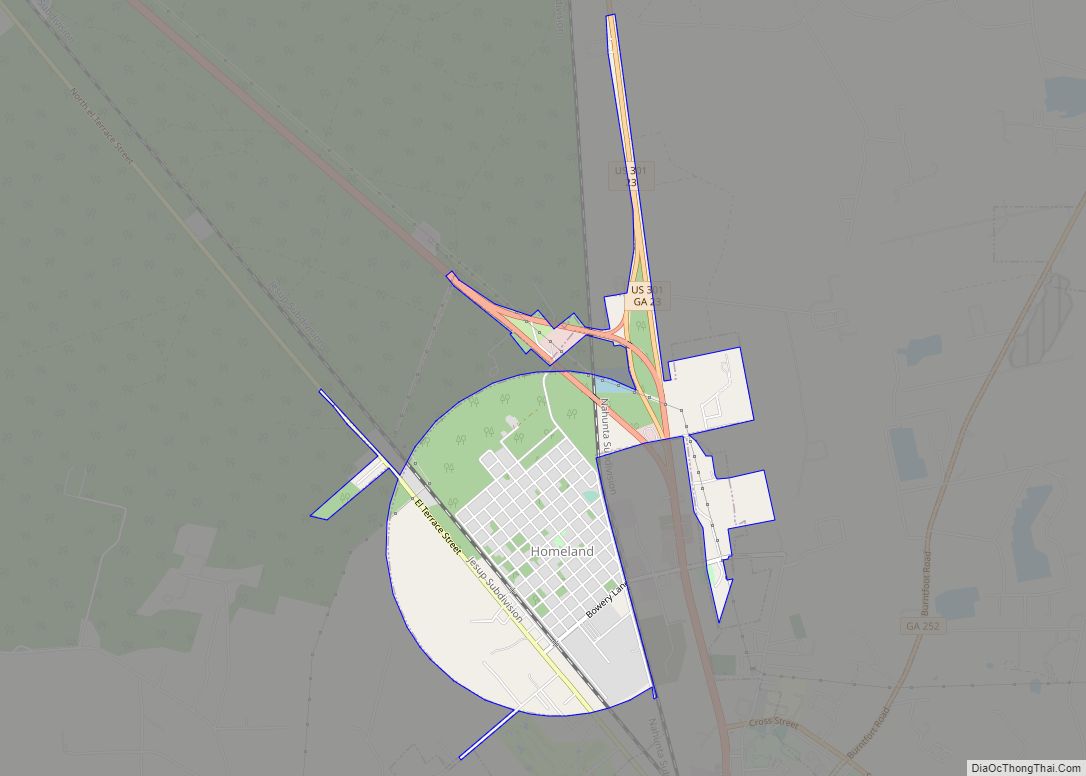 Map of Homeland city, Georgia