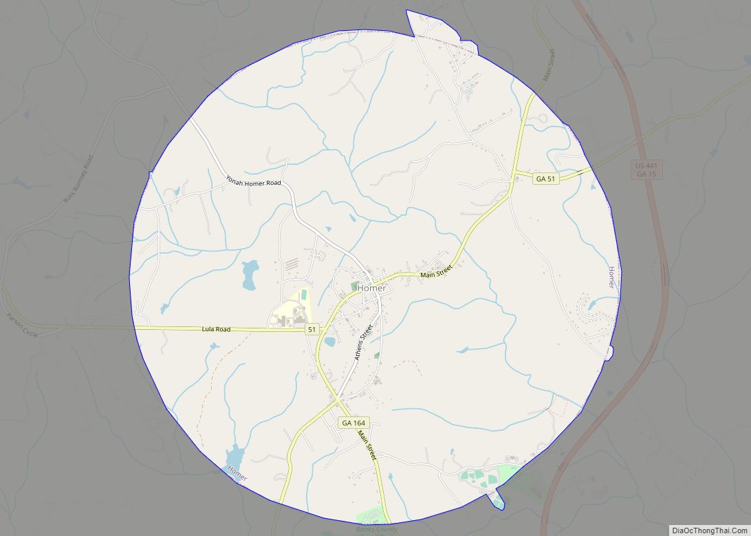 Map of Homer town, Georgia