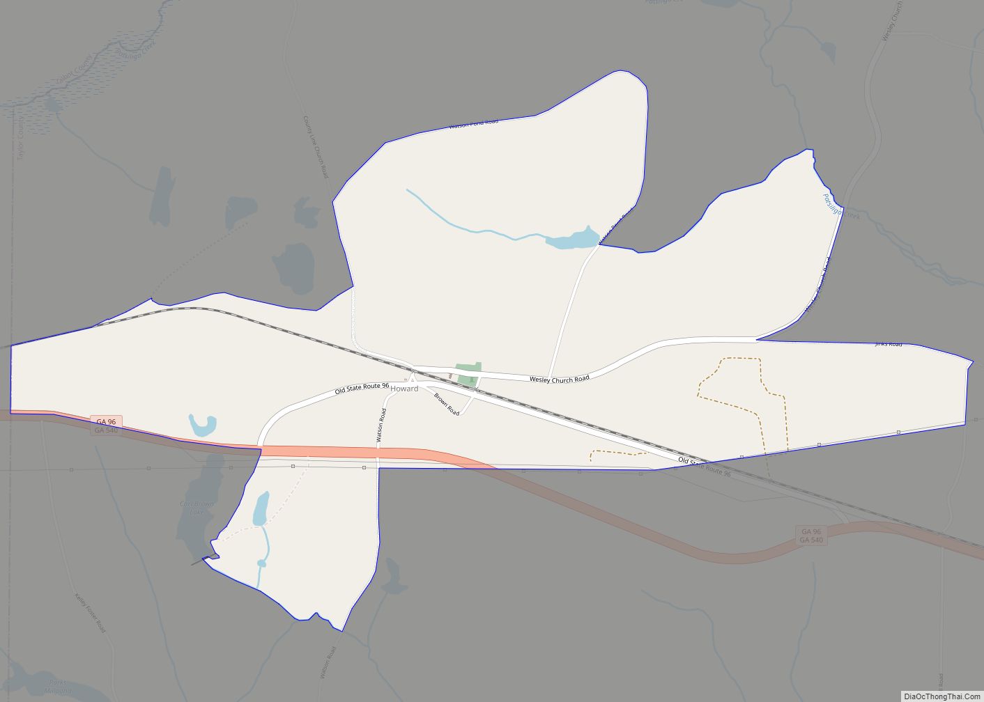 Map of Howard CDP, Georgia