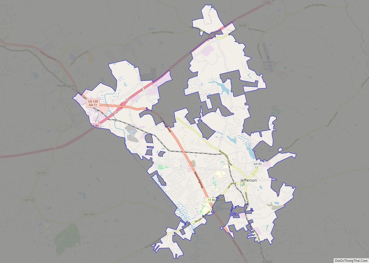 Map of Jefferson city, Georgia