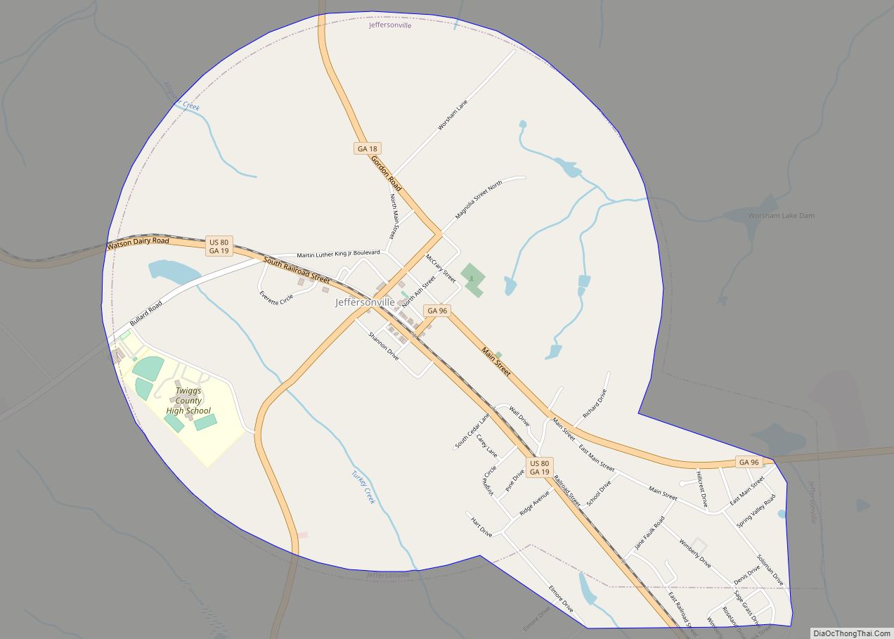 Map of Jeffersonville city, Georgia