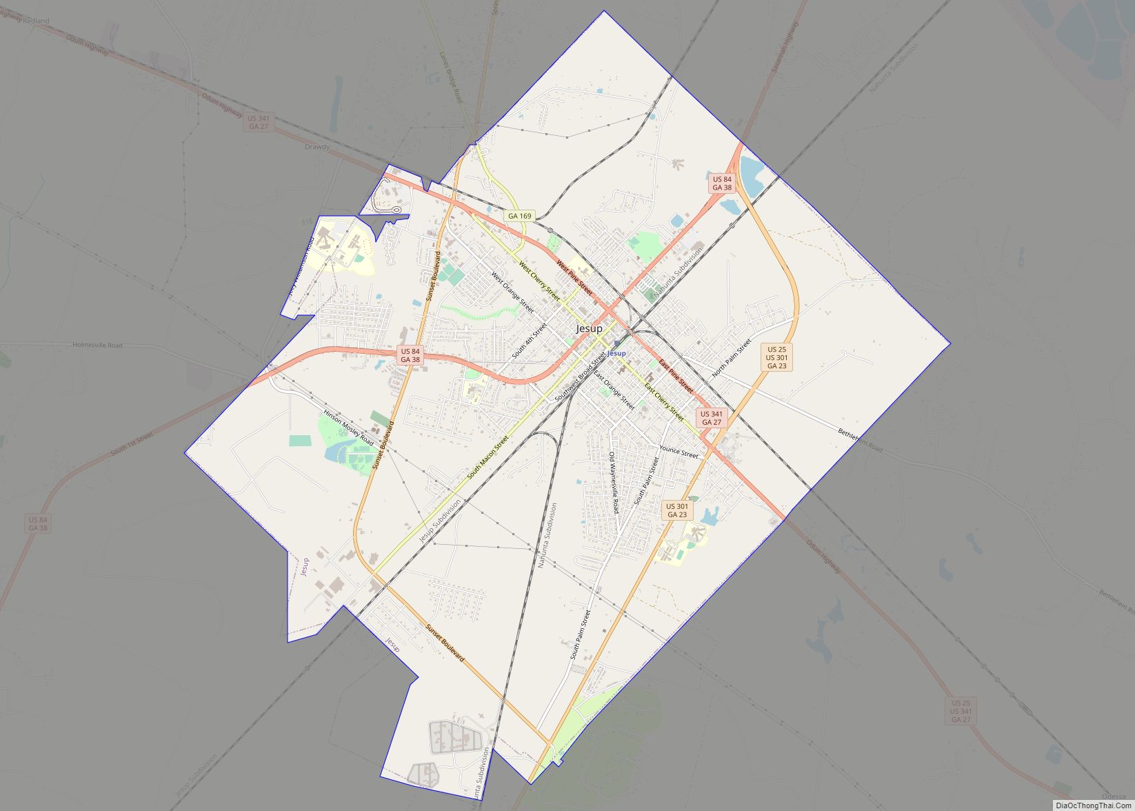 Map of Jesup city, Georgia