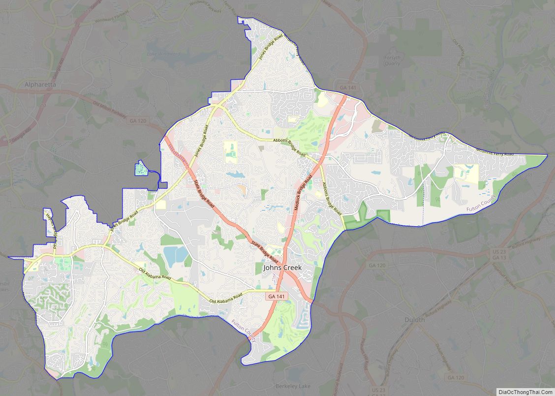 Map of Johns Creek city