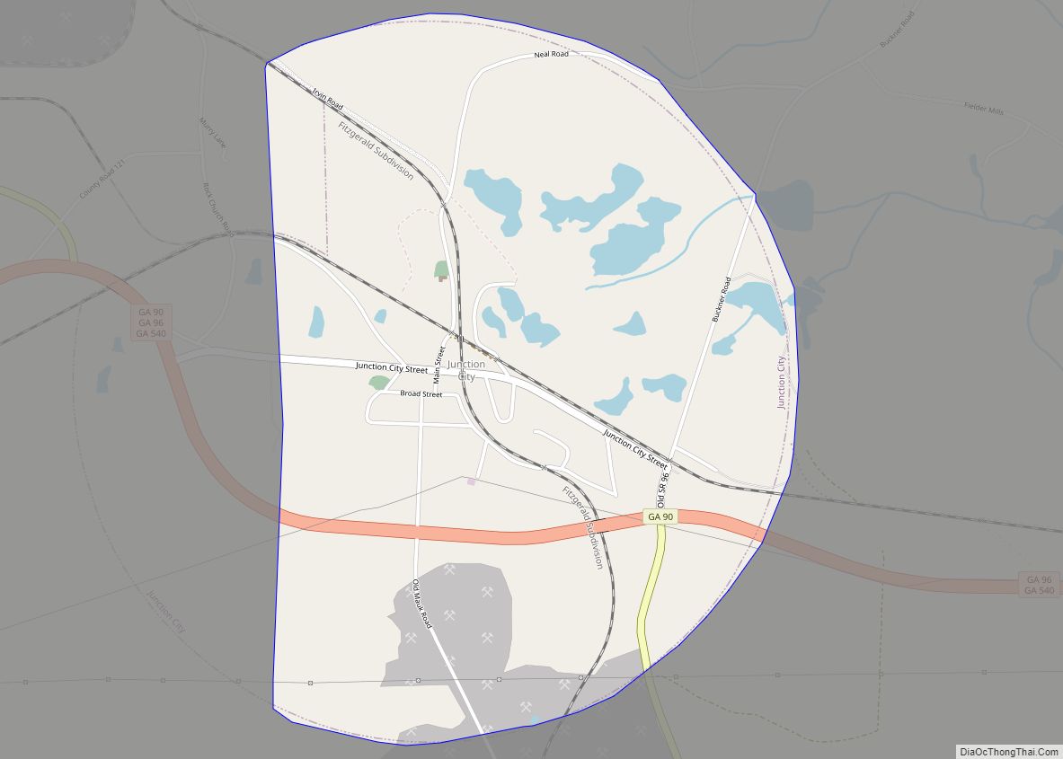 Map of Junction City town, Georgia