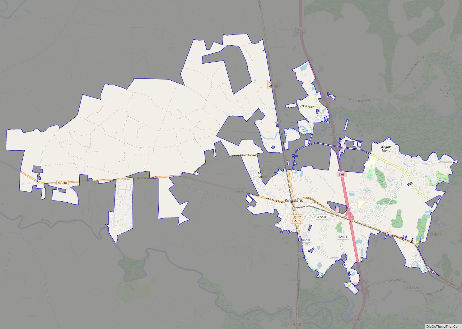 Map of Kingsland city, Georgia