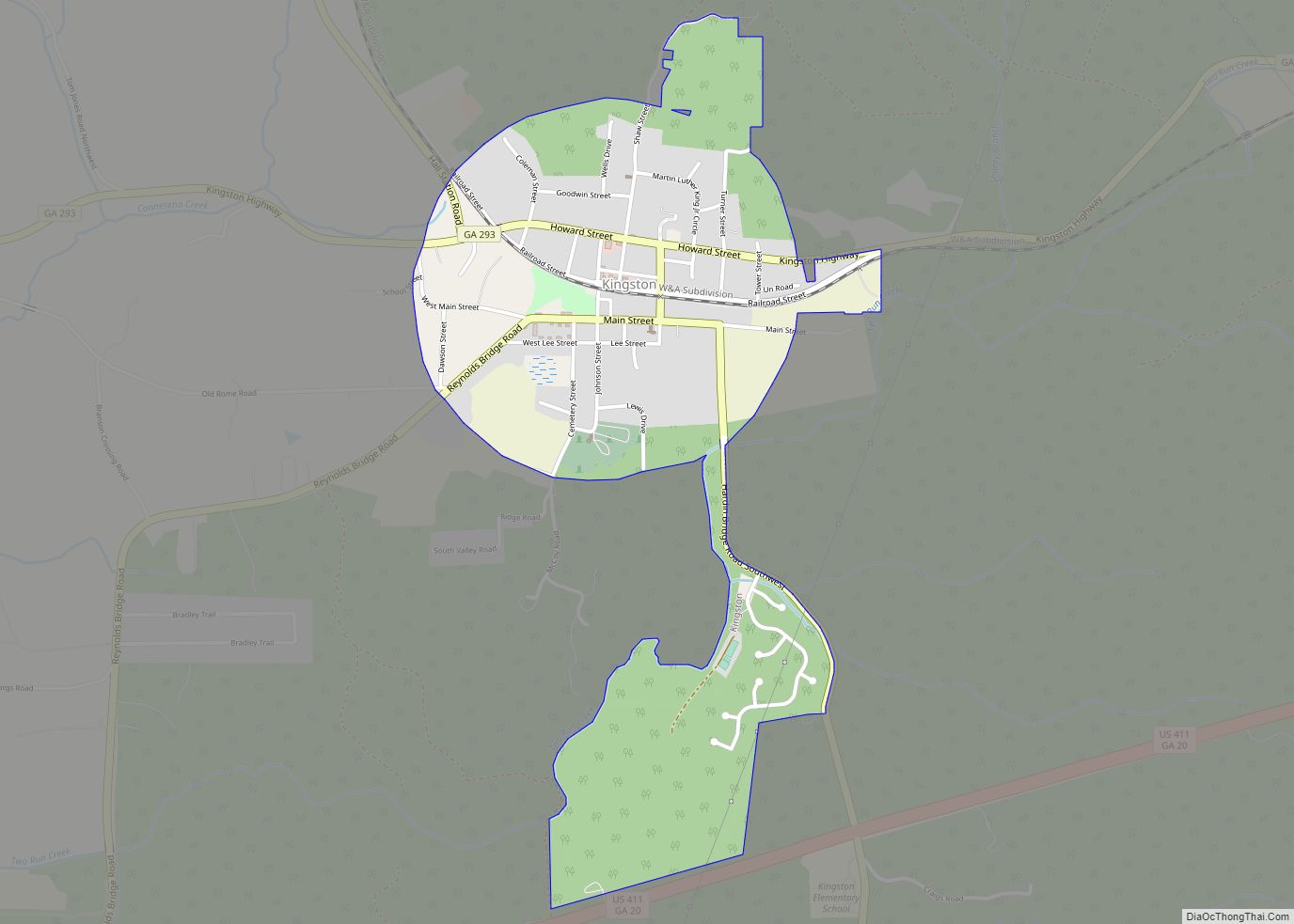 Map of Kingston city, Georgia