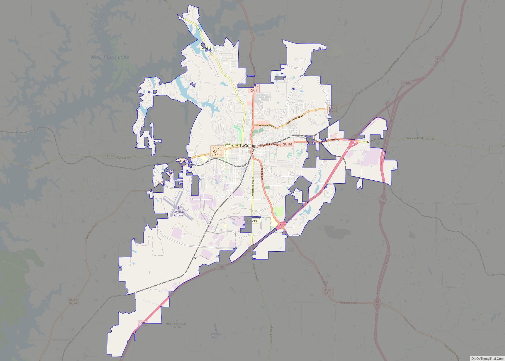 Map of LaGrange city, Georgia