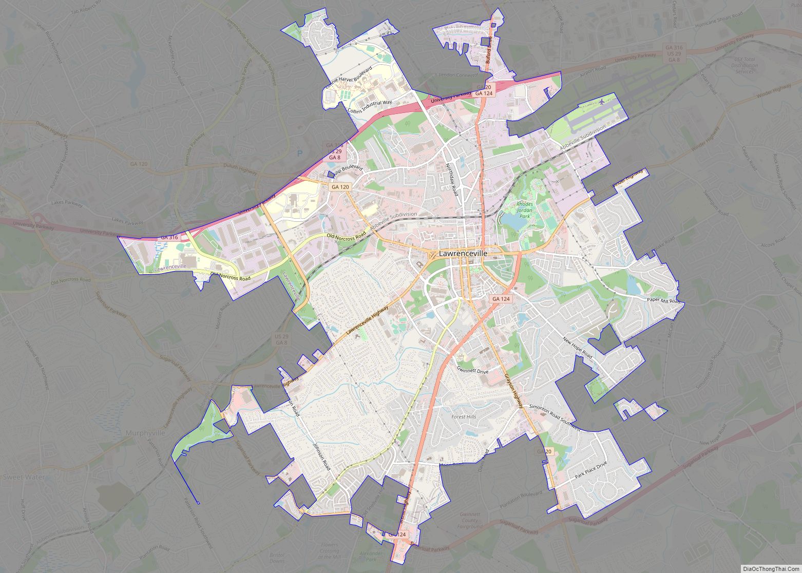 Map of Lawrenceville city, Georgia