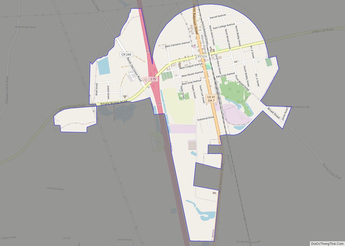 Map of Lenox town, Georgia