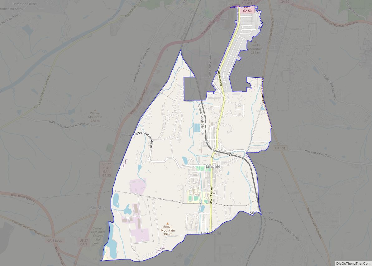 Map of Lindale CDP, Georgia