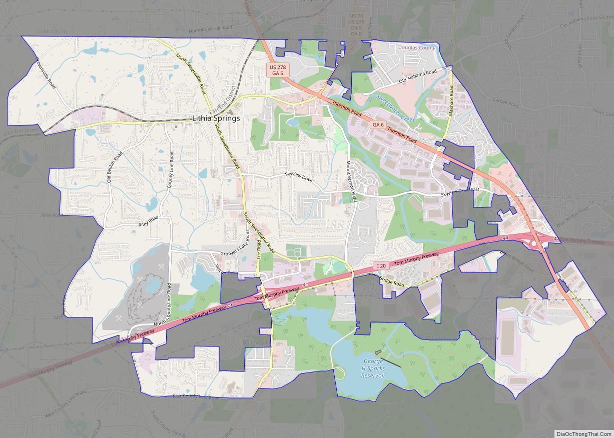 Map of Lithia Springs CDP - Thong Thai Real