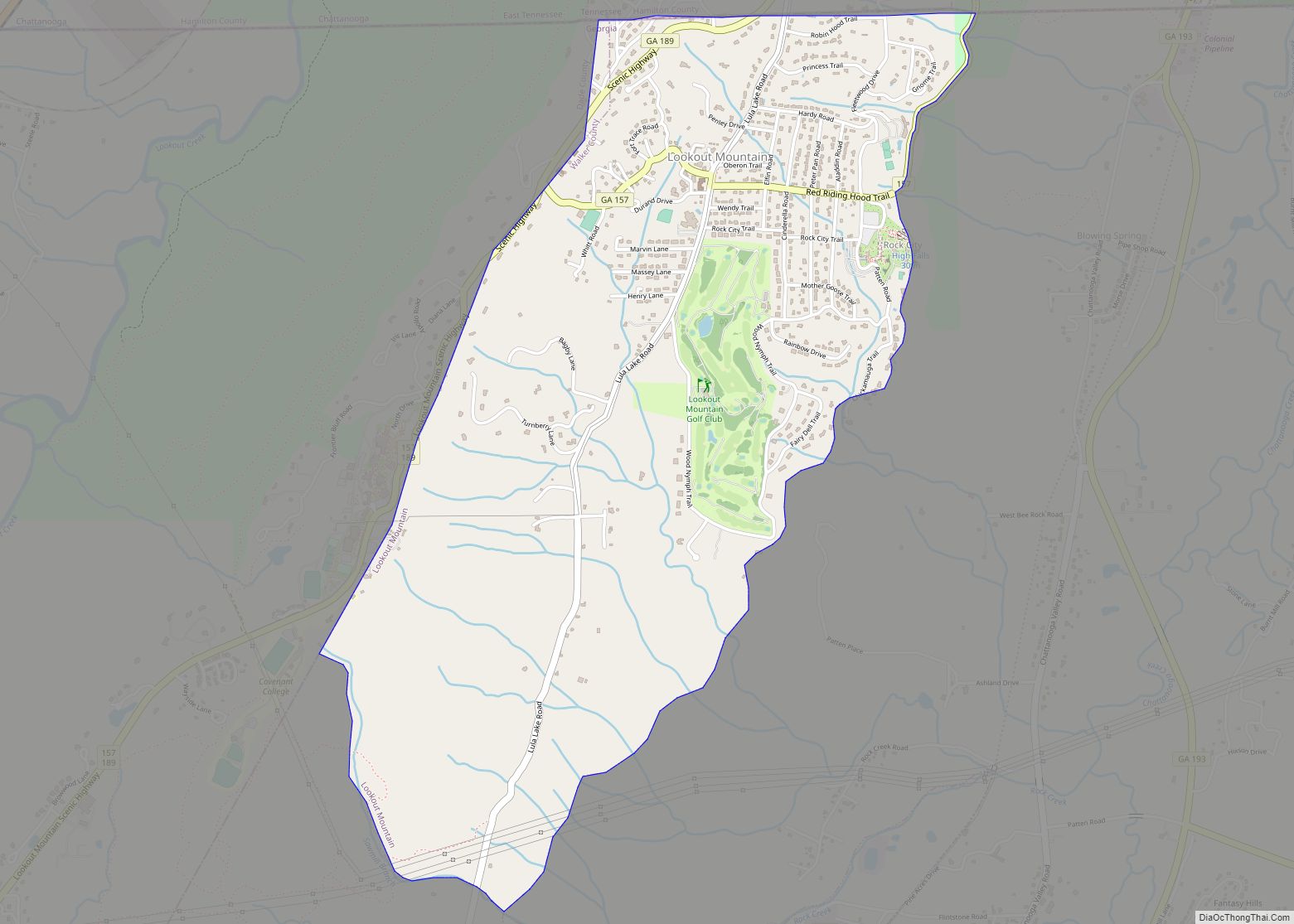 Map of Lookout Mountain city, Georgia