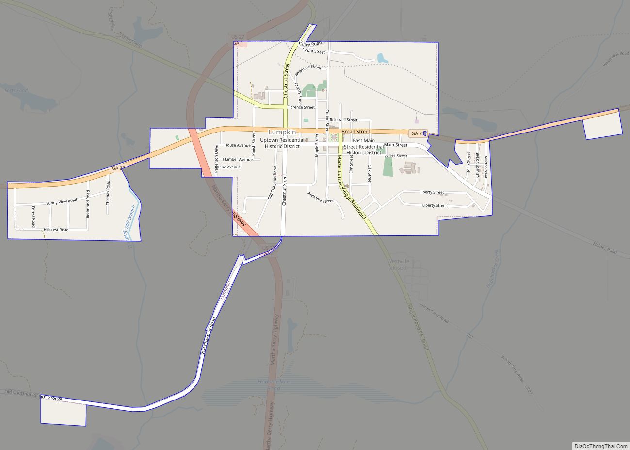 Map of Lumpkin city