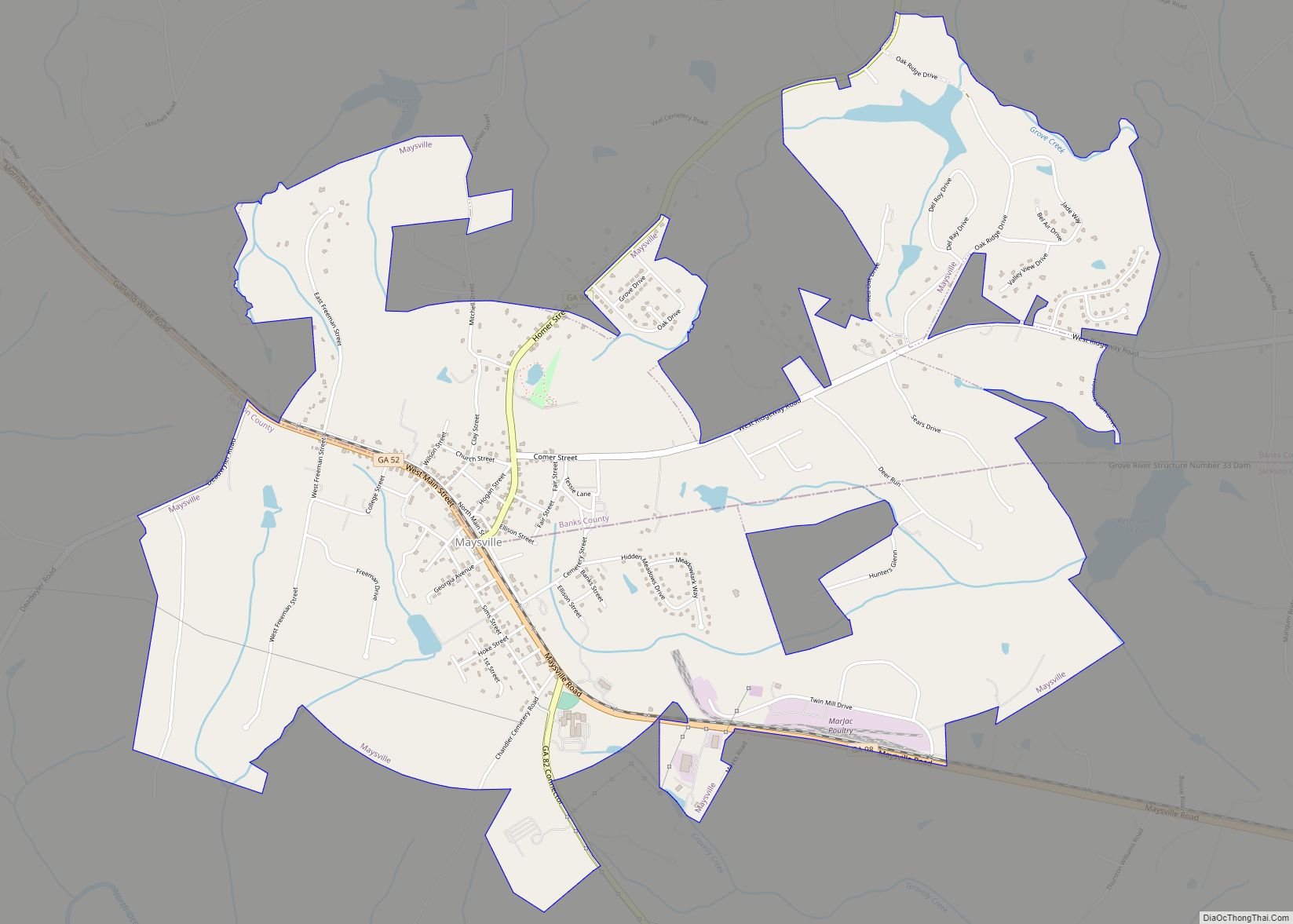 Map of Maysville town, Georgia