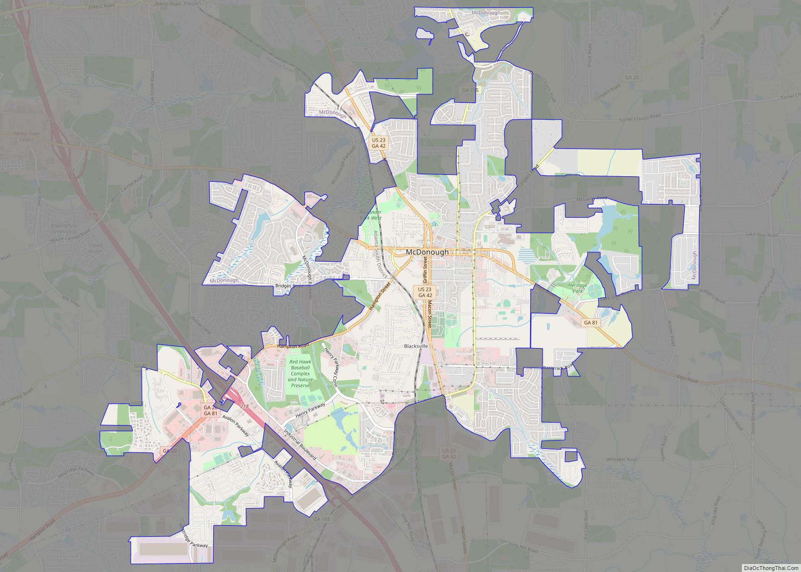 Map of McDonough city