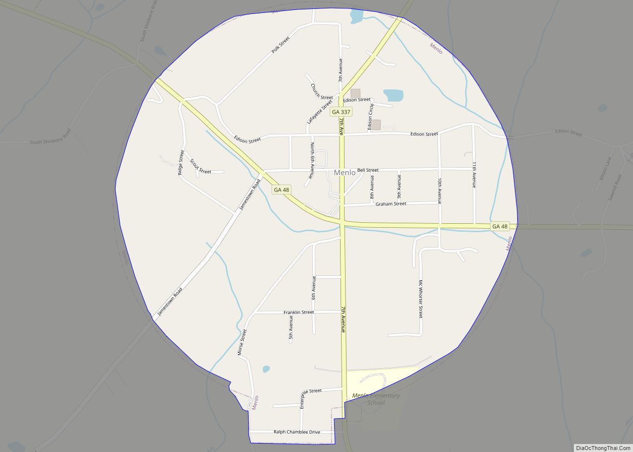 Map of Menlo city, Georgia