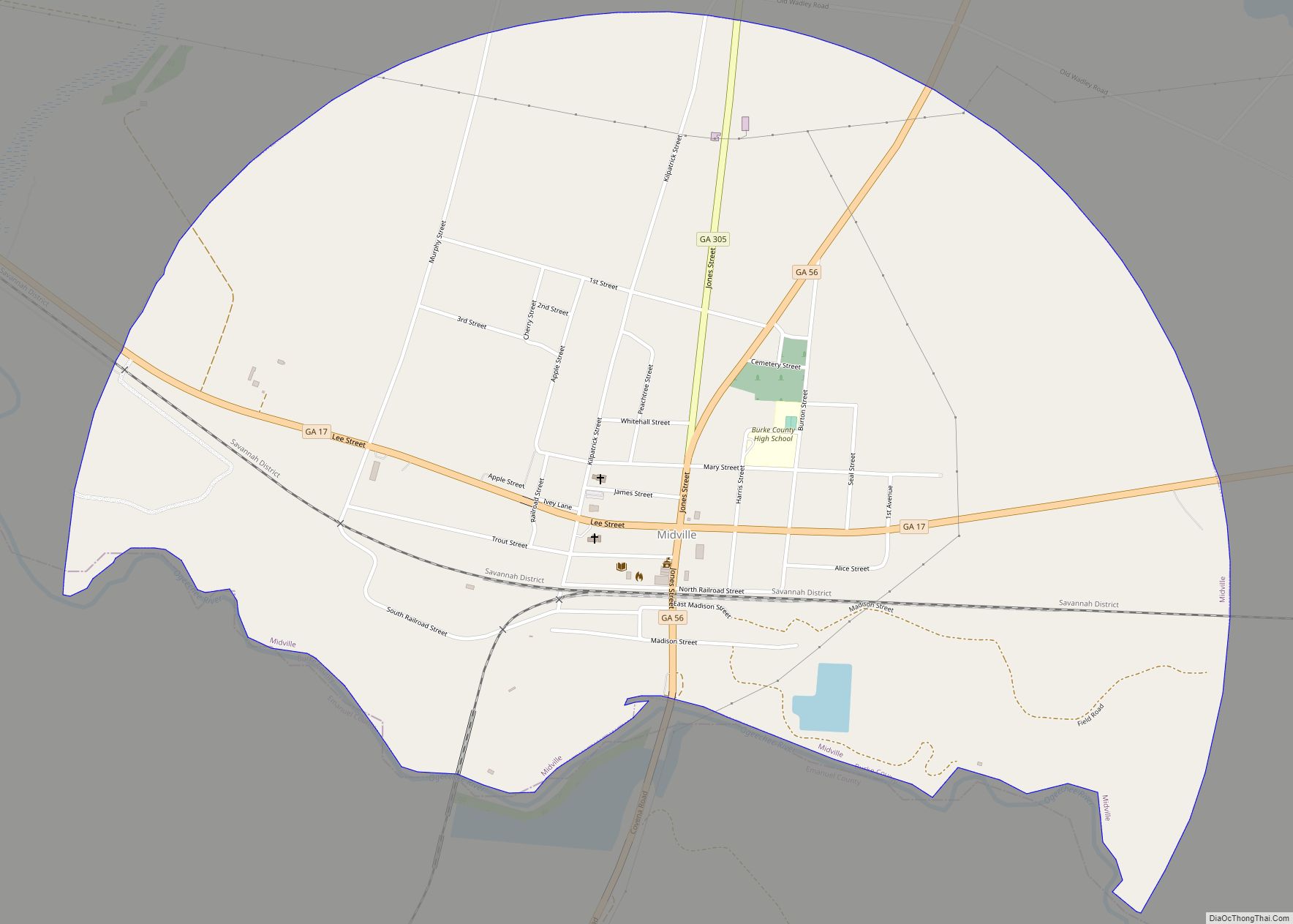 Map of Midville city