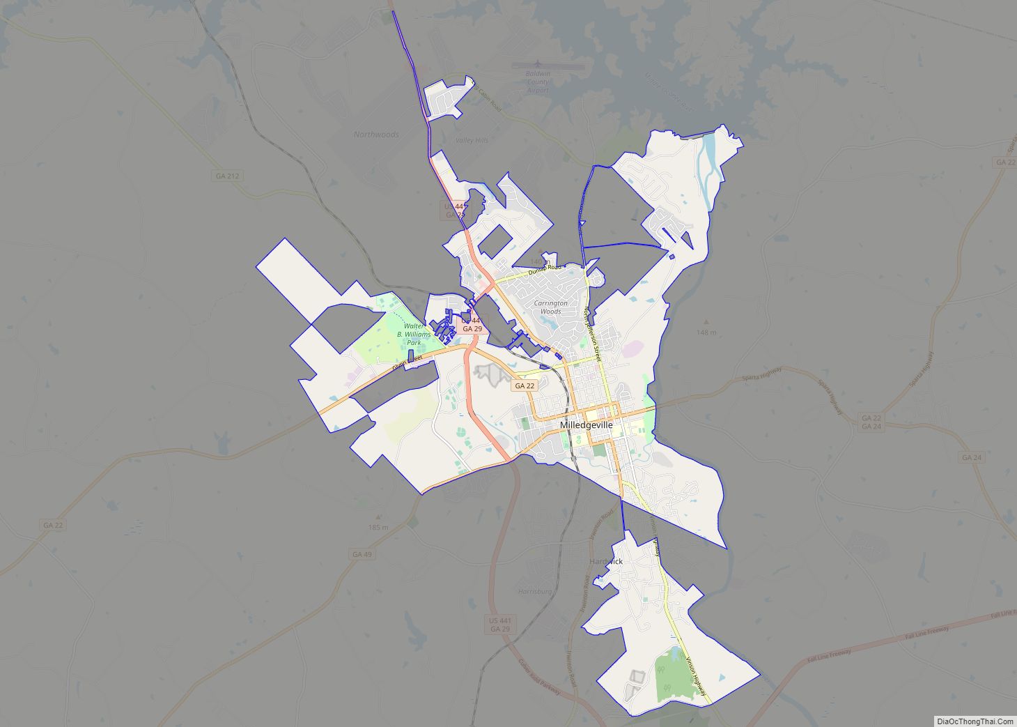 Map of Milledgeville city, Georgia