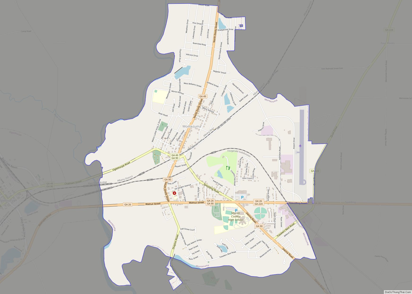 Map of Montezuma city, Georgia