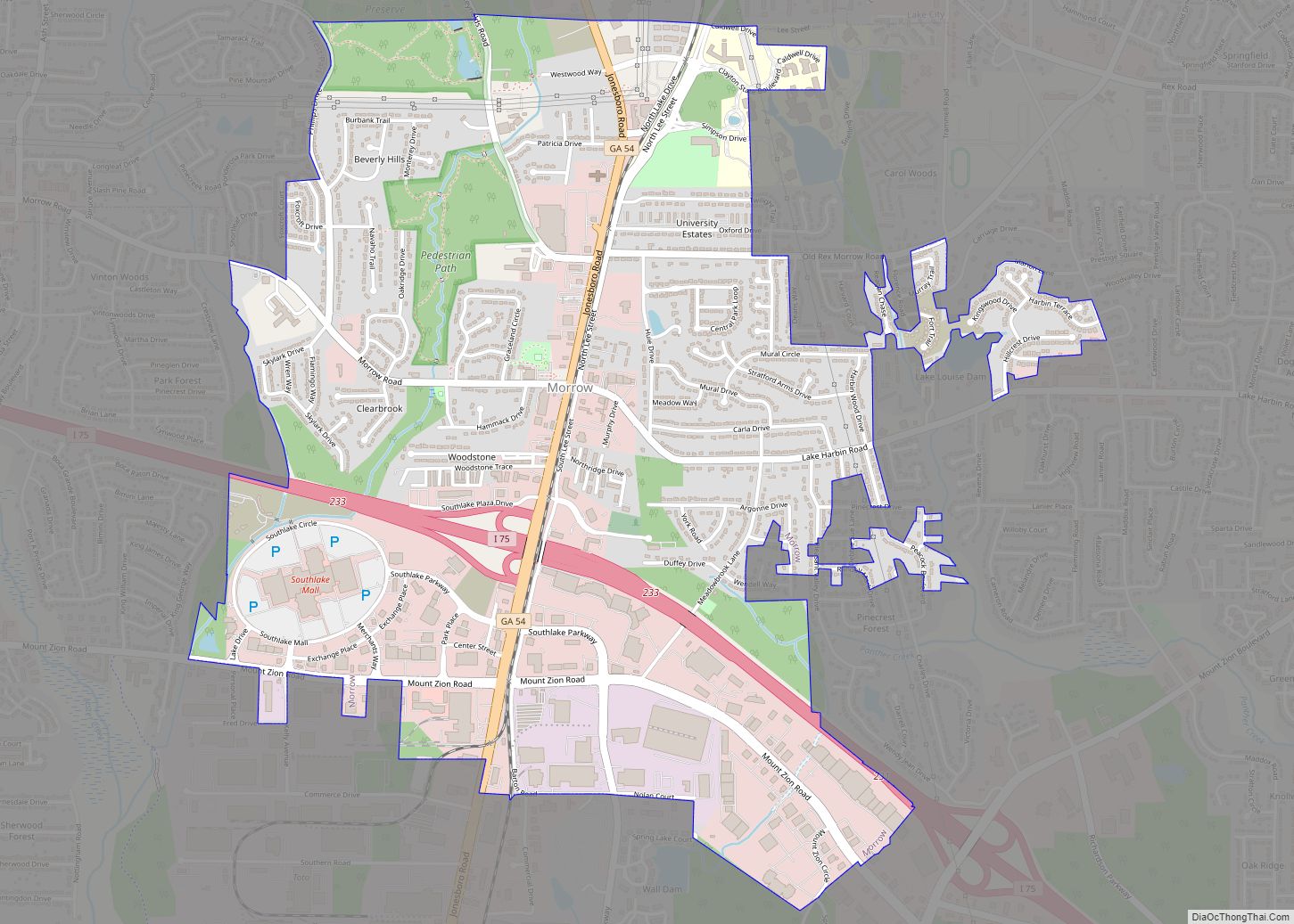 Map of Morrow city, Georgia