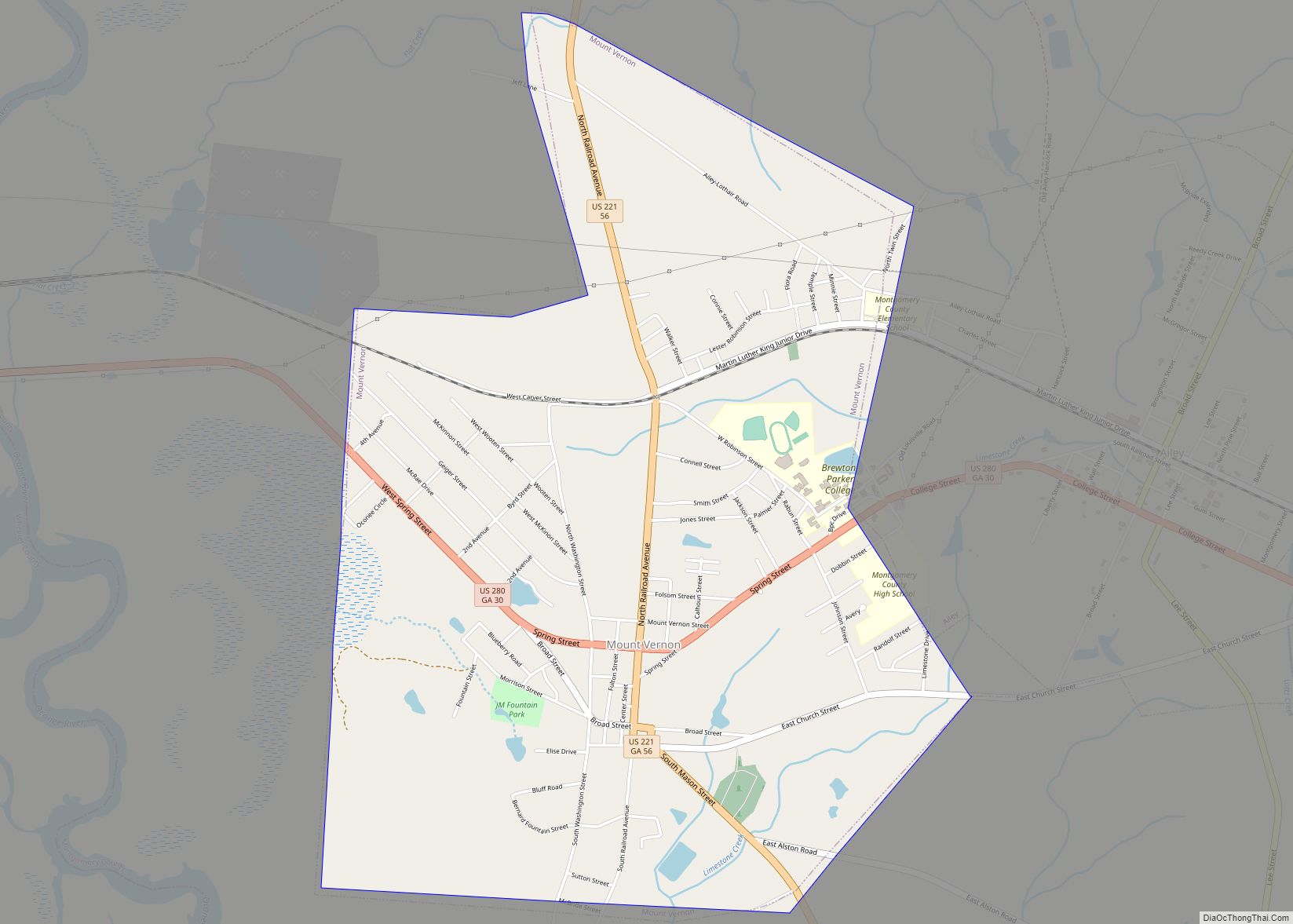 Map of Mount Vernon city, Georgia