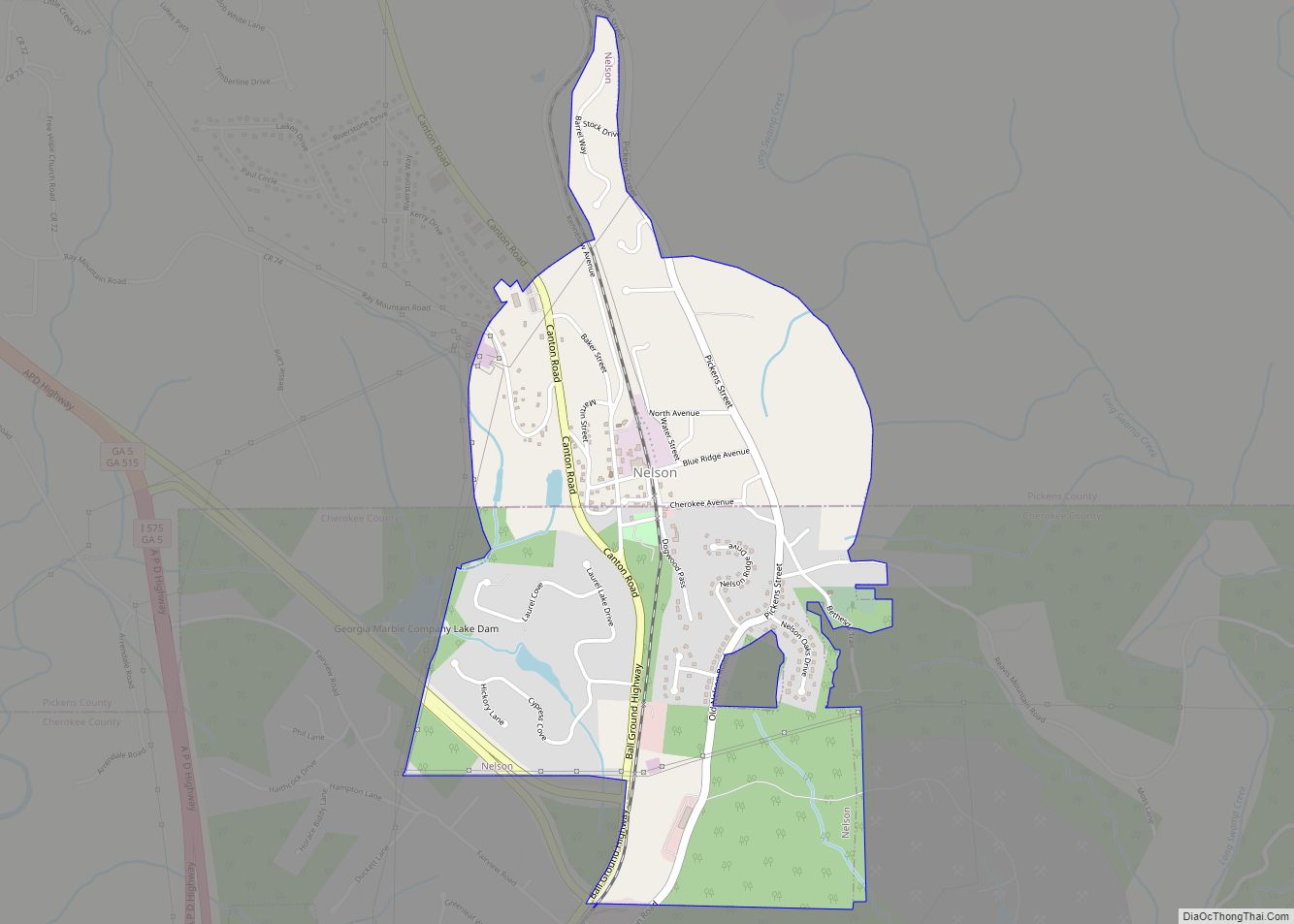 Map of Nelson city, Georgia