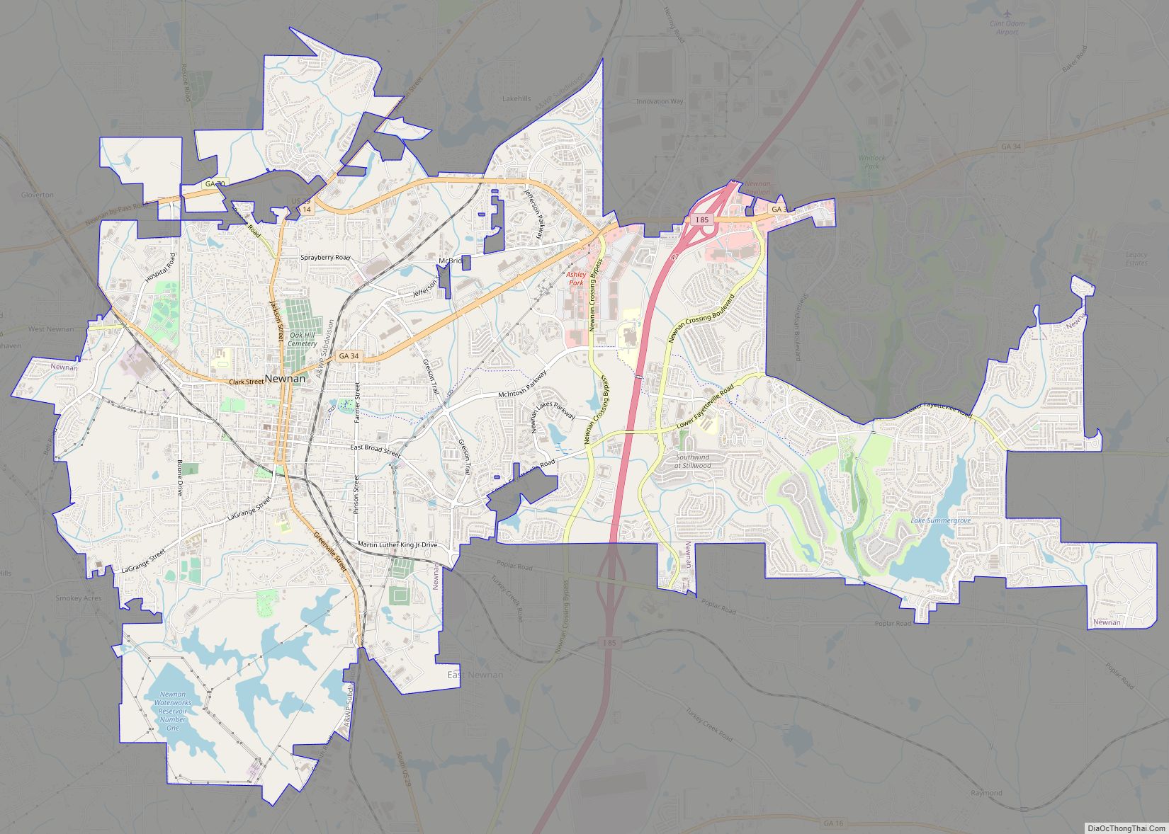 Map of Newnan city