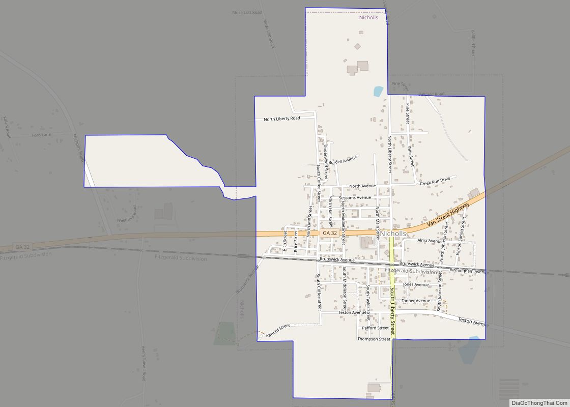 Map of Nicholls city