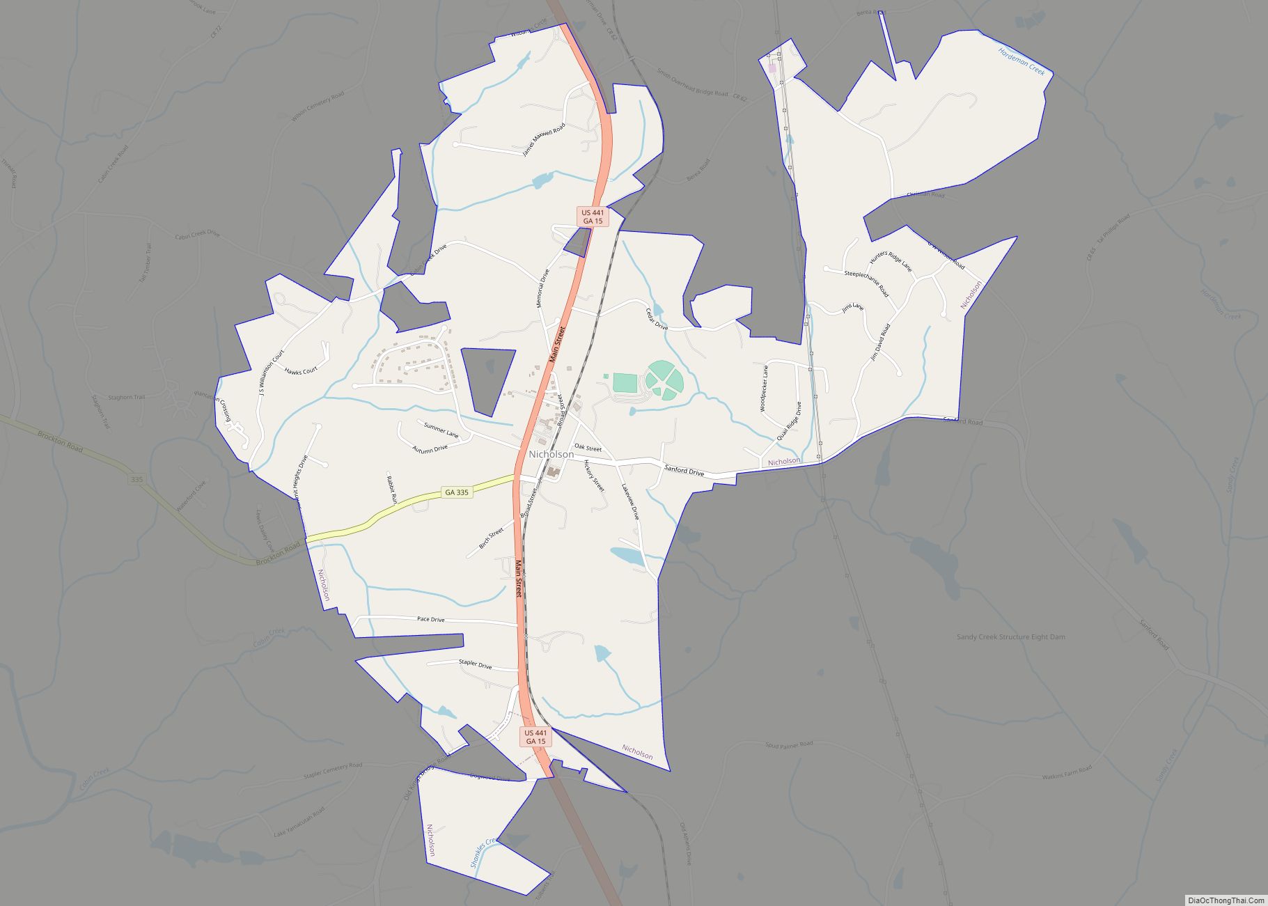 Map of Nicholson city, Georgia