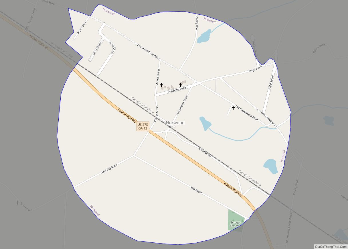 Map of Norwood city, Georgia