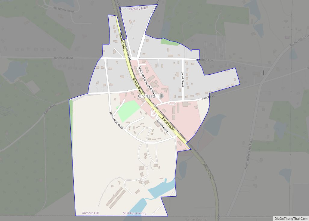 Map of Orchard Hill town