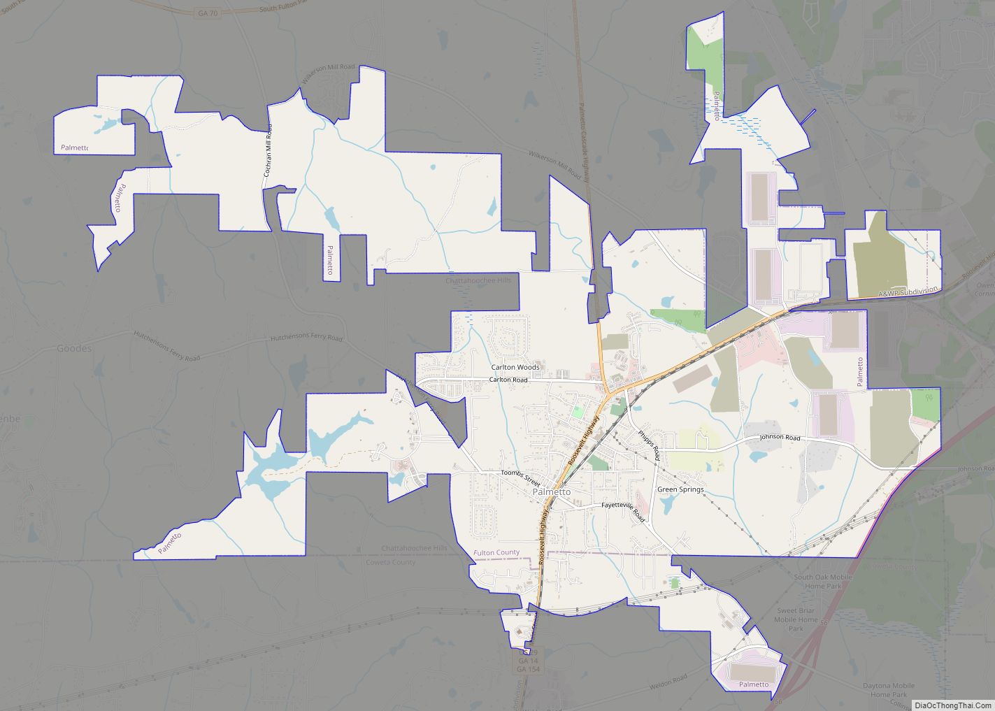 Map of Palmetto city, Georgia