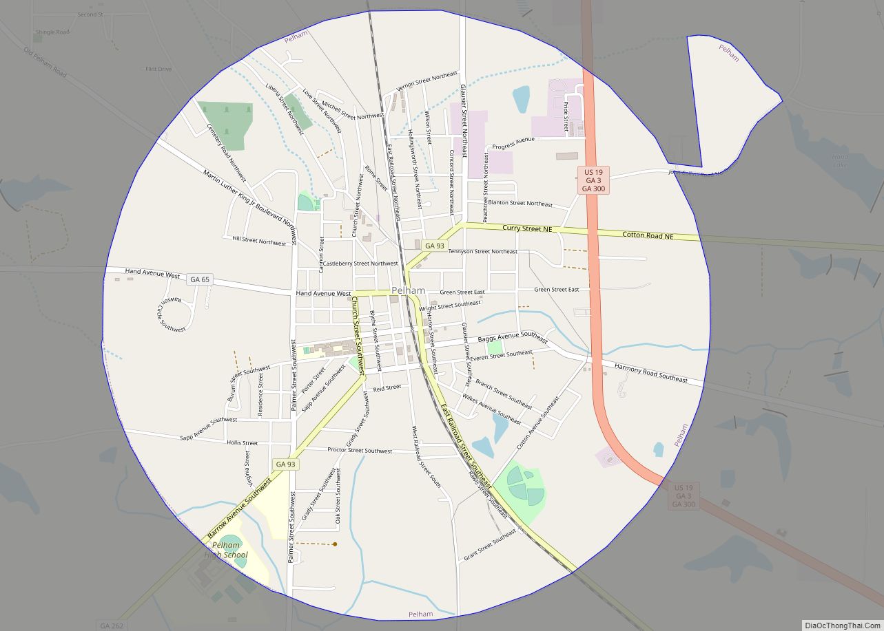 Map of Pelham city, Georgia