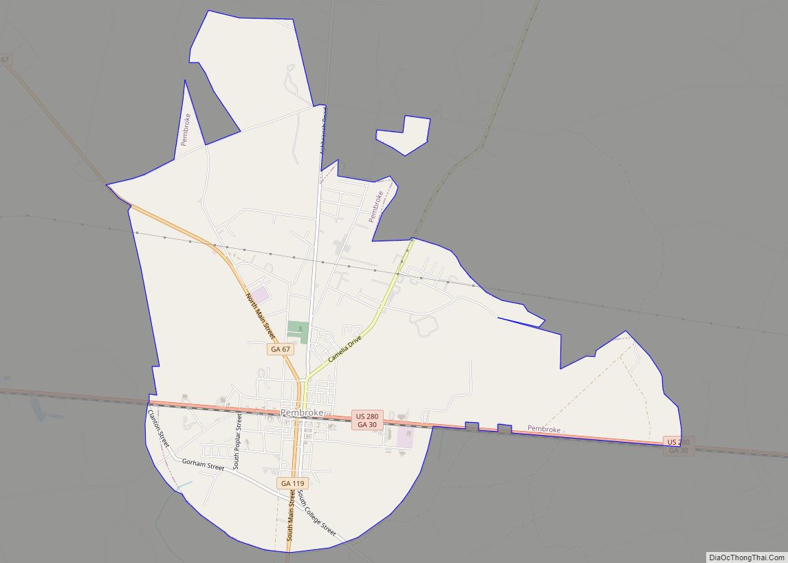 Map of Pembroke city, Georgia