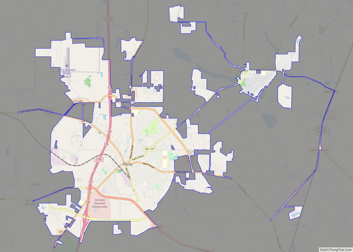 Map of Perry city, Georgia