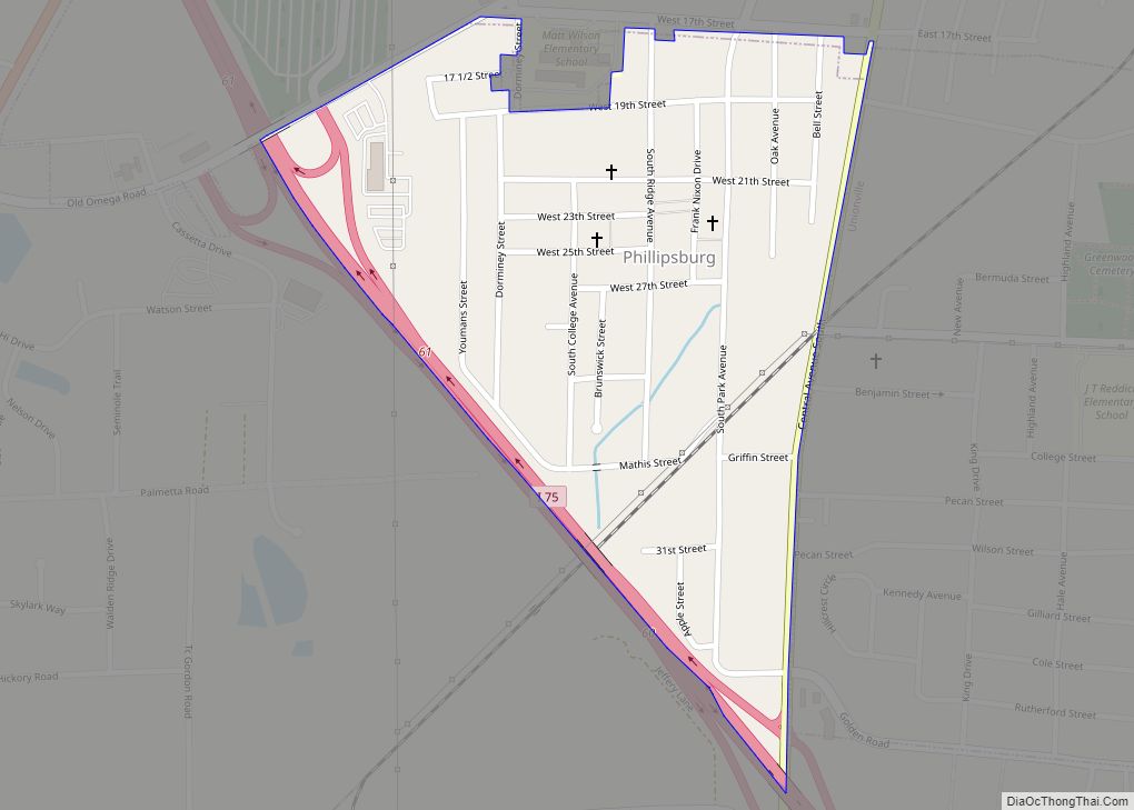 Map of Phillipsburg CDP, Georgia