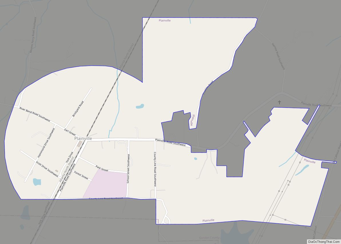 Map of Plainville city, Georgia