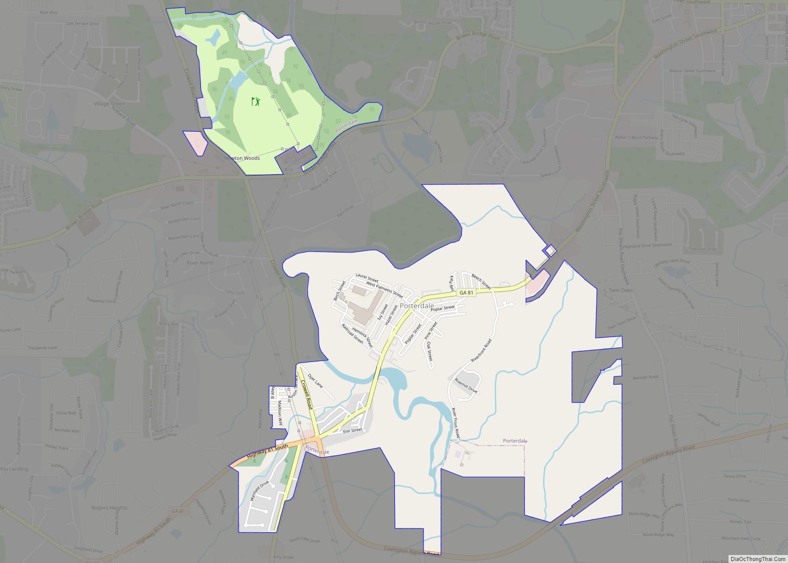 Map of Porterdale city