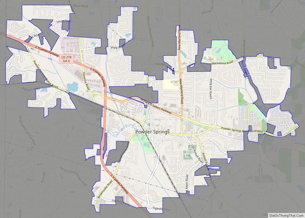 Map of Powder Springs city