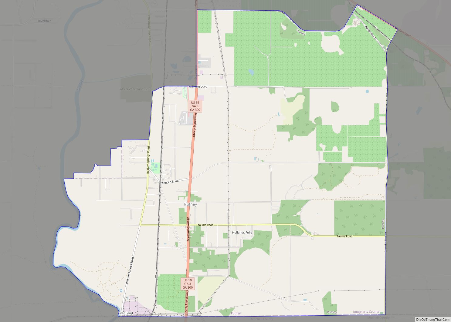 Map of Putney CDP, Georgia