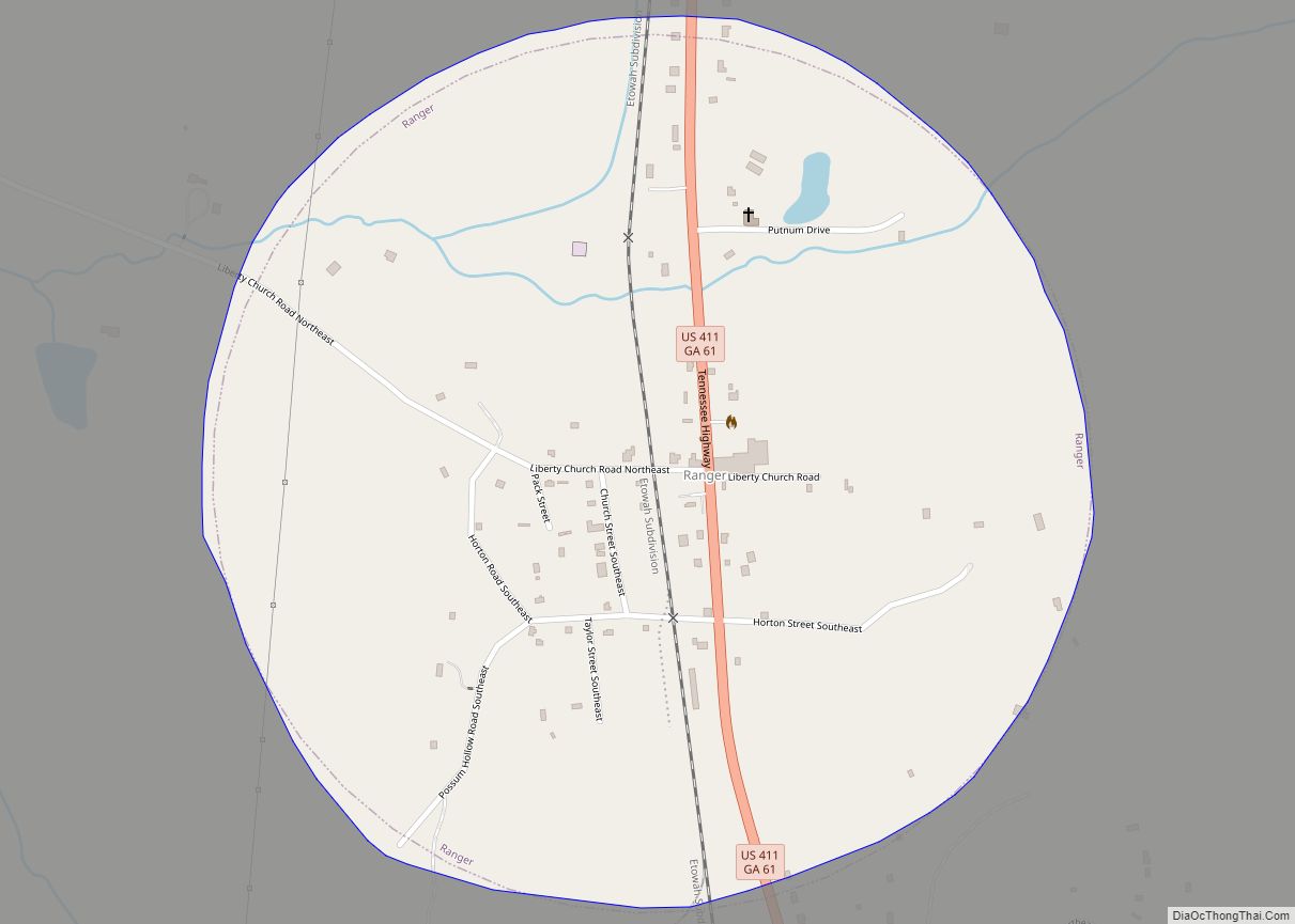 Map of Ranger town, Georgia