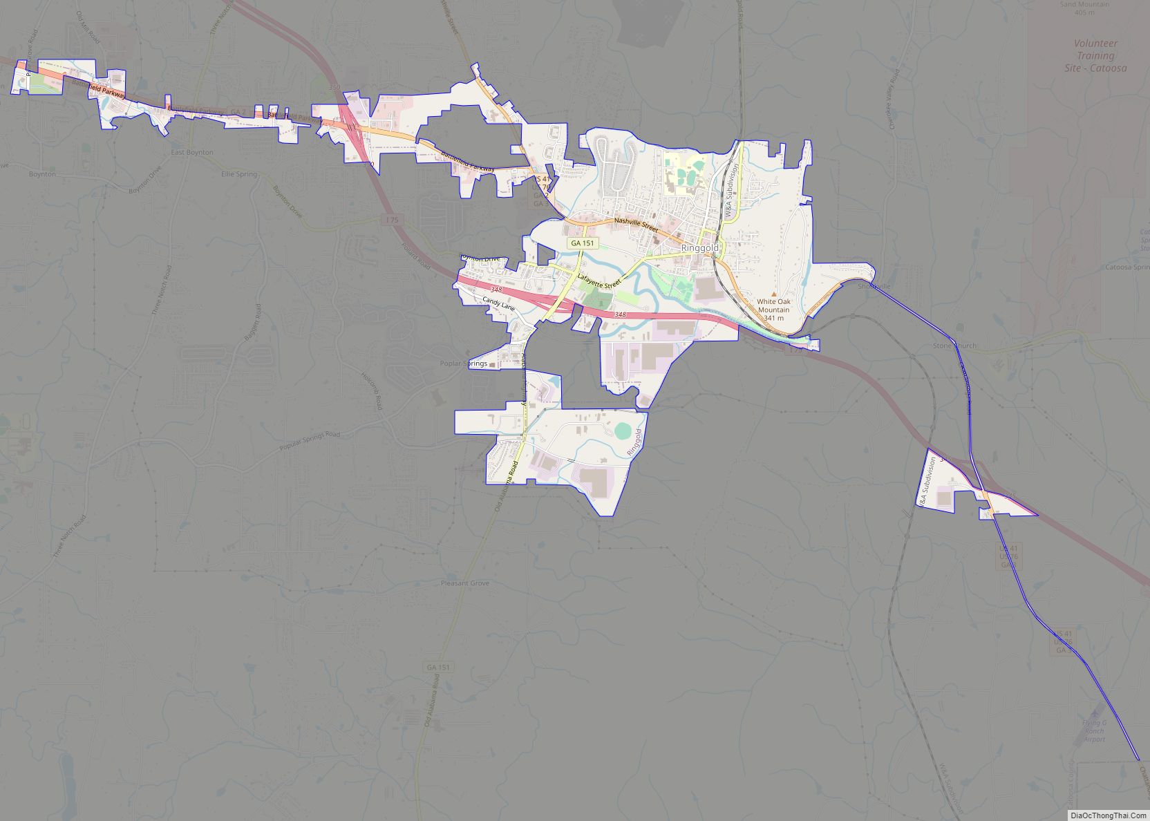 Map of Ringgold city, Georgia