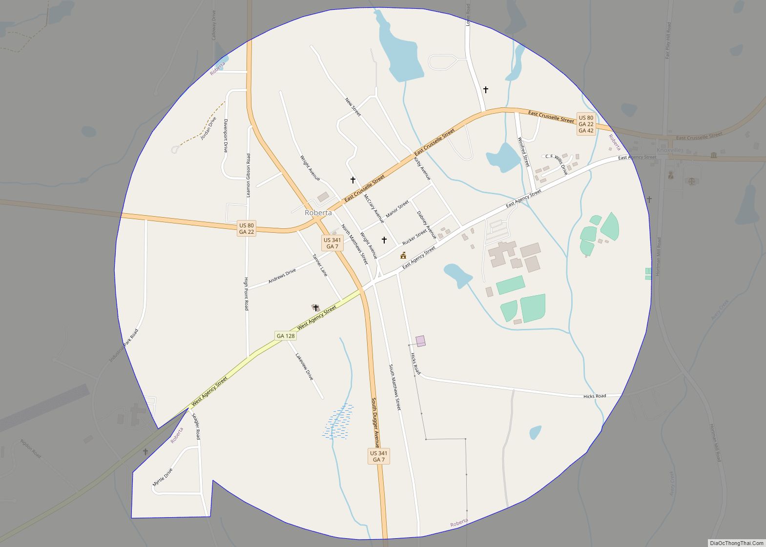 Map of Roberta city