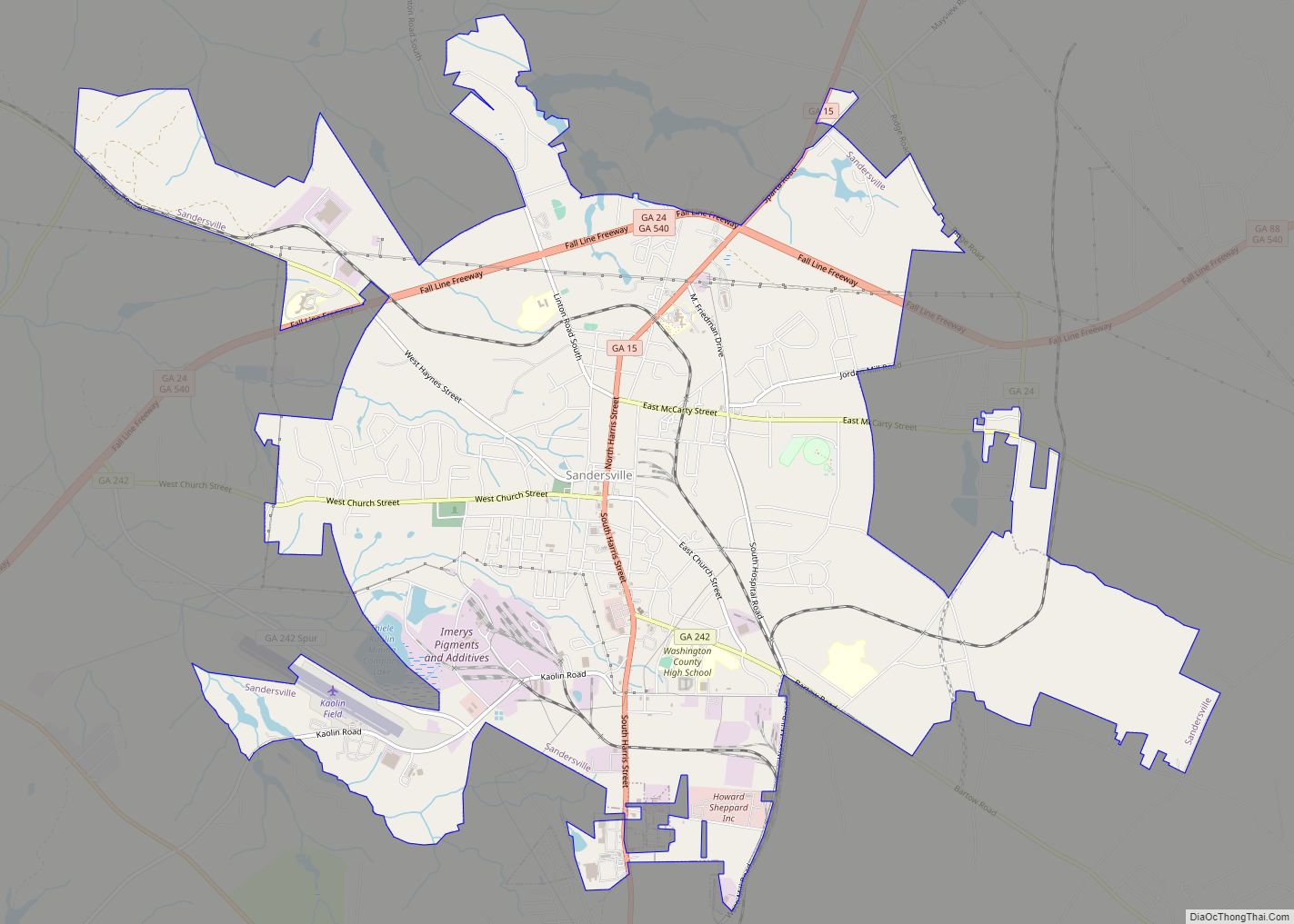 Map of Sandersville city, Georgia