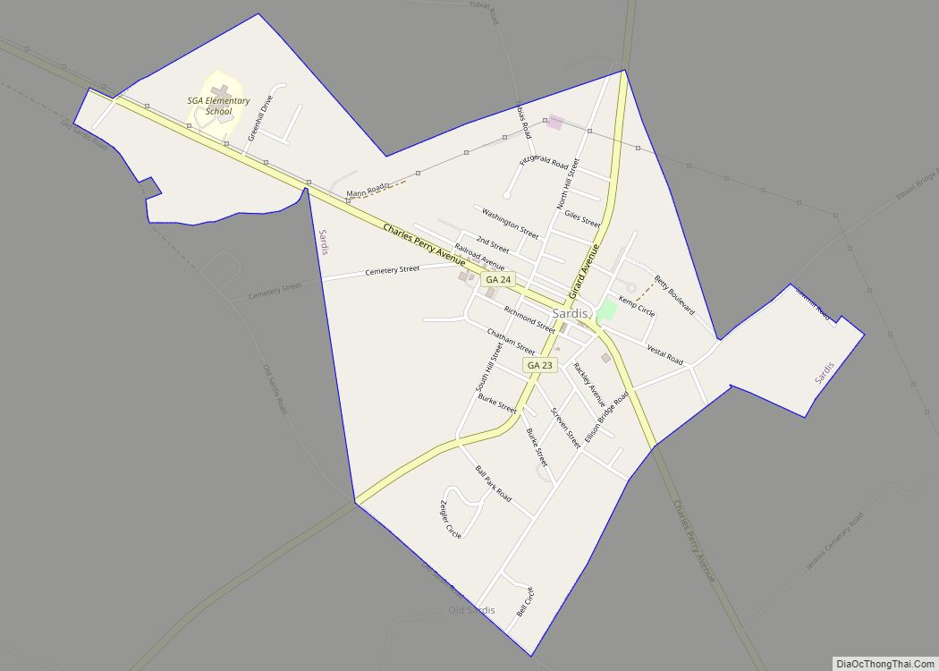 Map of Sardis city, Georgia