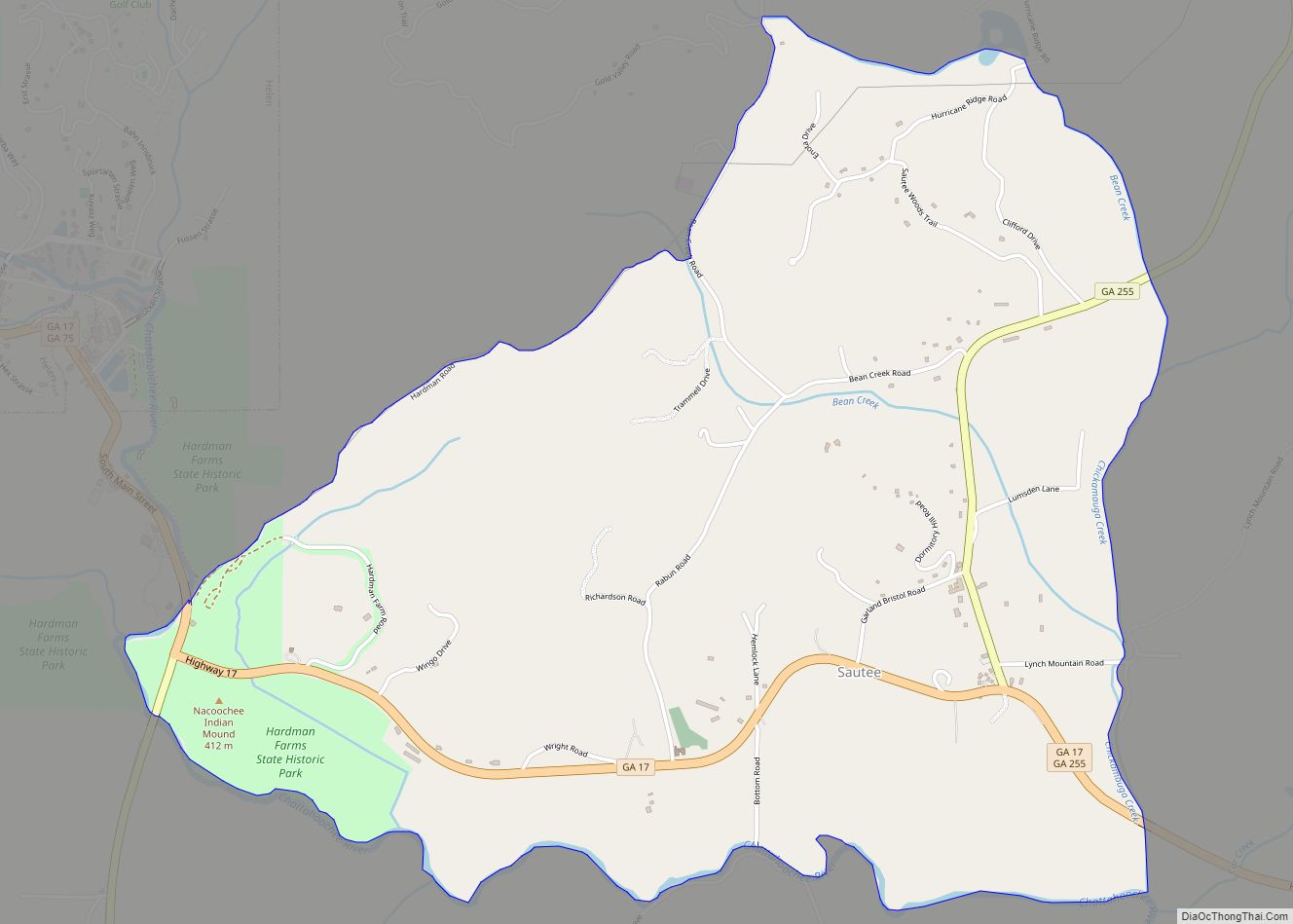 Map of Sautee-Nacoochee CDP