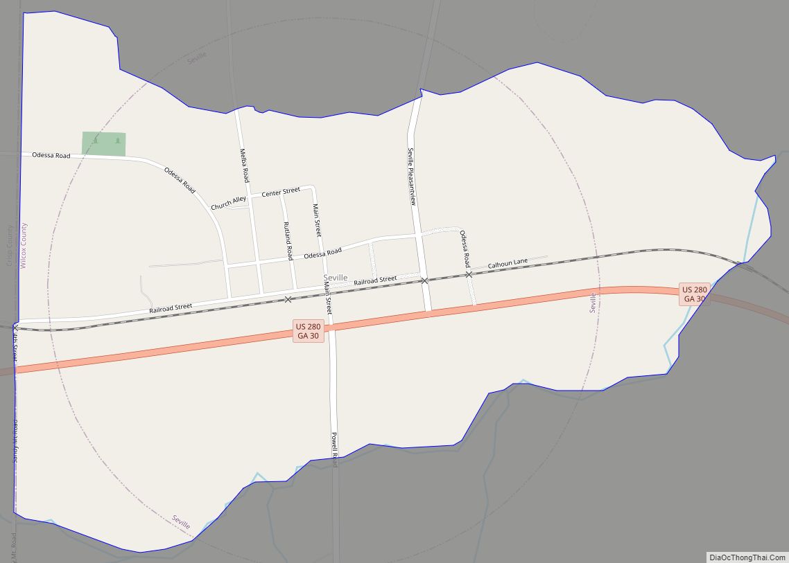 Map of Seville CDP, Georgia